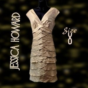 ⚡ Jessica Howard bronzy layered cocktail dress, size 8